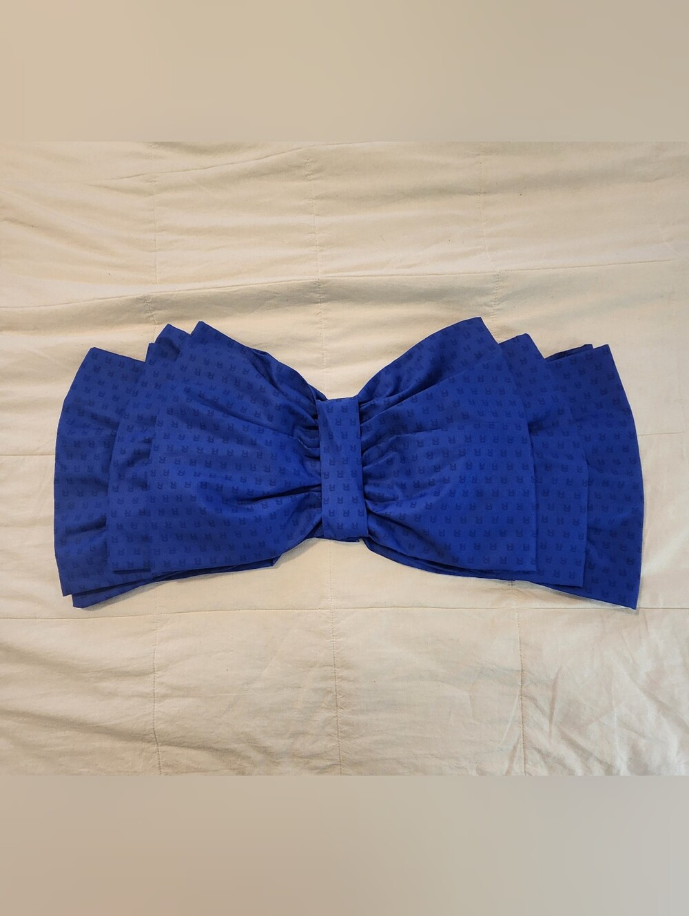 Royal Blue Oversized Bow Crop Top Stretchy Band 15" Unstretched Unique Coquette